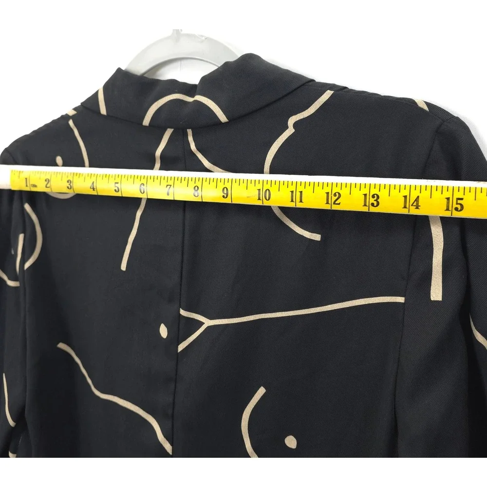 City Chic Abstract Blazer Lightweight Tencel Black Minimalist Art Jacket XS